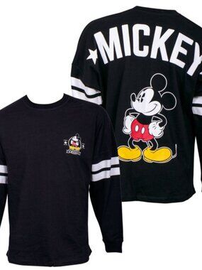 Disney Women's Mickey Mouse Long Sleeve Jersey White Stripes M